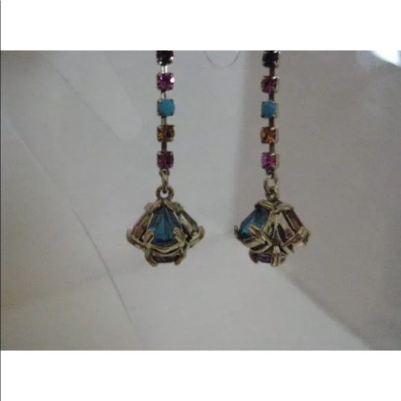 Betsey Johnson Multi-color Cluster Long Earrings - Picture 3 of 6